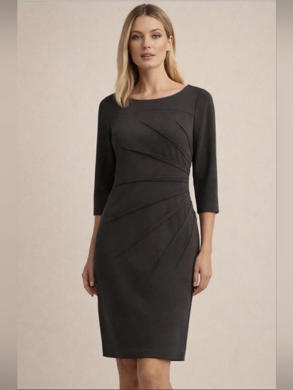 Elegant Calvin Klein Dress with Asymmetric Pleat Detail Size 4
